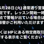 本日5月28日(火)のレッスンについて